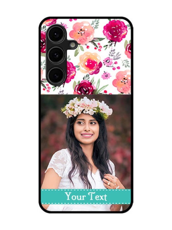 Custom Galaxy S24 FE 5G Custom Glass Phone Case - Water Colors Floral Design