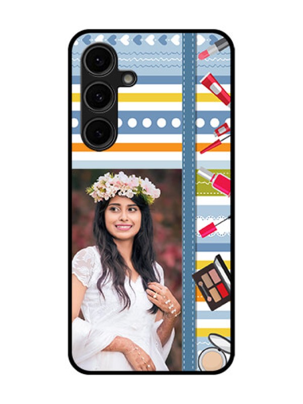 Custom Galaxy S24 FE 5G Custom Glass Phone Case - Makeup Icons Design