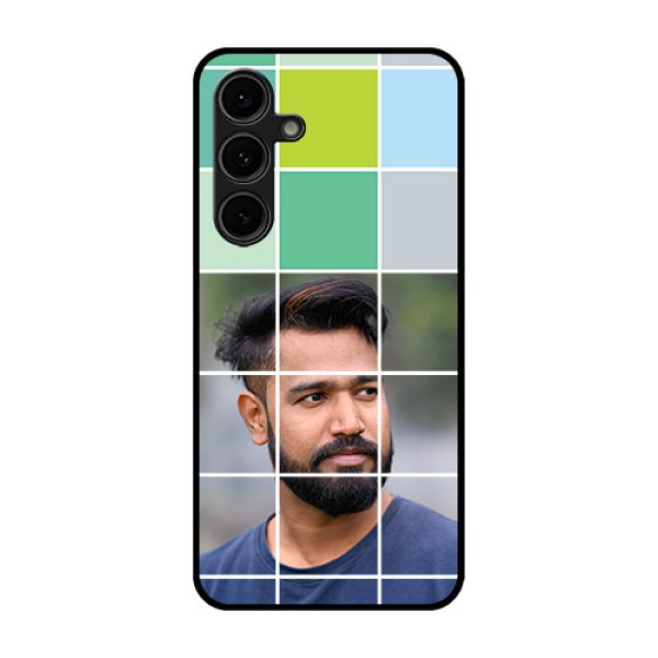 Galaxy S24 FE 5G Custom Glass Phone Case - With White Box Pattern Galaxy S24 FE 5G Custom Glass Phone Case - With White Box Pattern