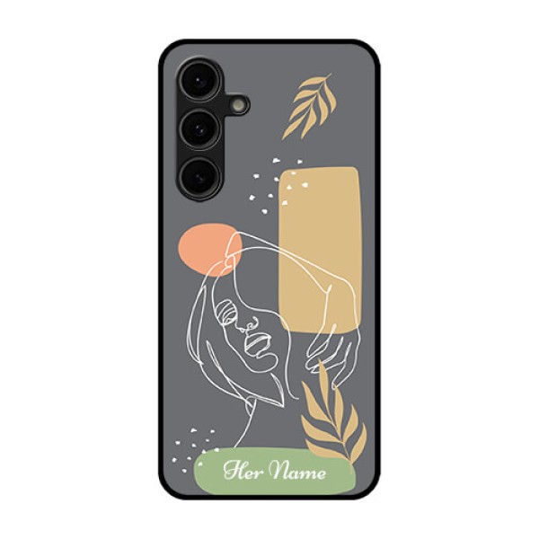 Galaxy S24 FE 5G Custom Glass Phone Case - Gazing Woman Line Art Design Galaxy S24 FE 5G Custom Glass Phone Case - Gazing Woman Line Art Design