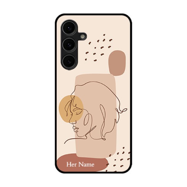 Galaxy S24 FE 5G Custom Glass Phone Case - Calm Woman Line Art Design Galaxy S24 FE 5G Custom Glass Phone Case - Calm Woman Line Art Design