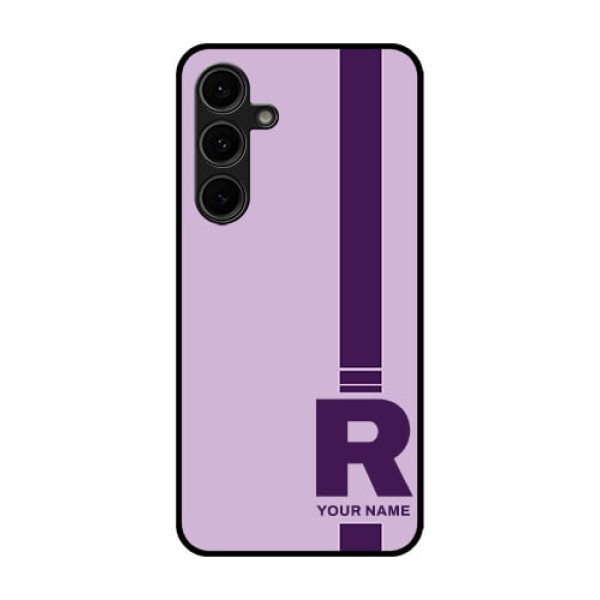 Galaxy S24 FE 5G Custom Glass Phone Case - Simple Dual Tone Stripe With Name Design Galaxy S24 FE 5G Custom Glass Phone Case - Simple Dual Tone Stripe With Name Design