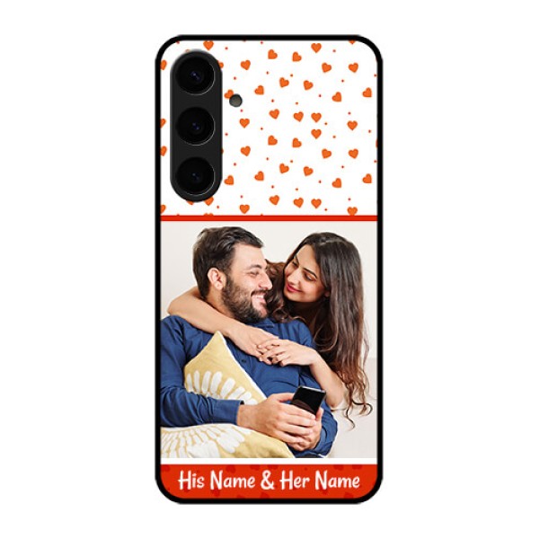 Samsung Galaxy S24 Plus 5G Custom Glass Phone Case - Orange Love Symbol Design Samsung Galaxy S24 Plus 5G Custom Glass Phone Case - Orange Love Symbol Design