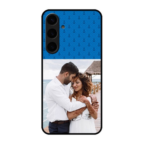 Samsung Galaxy S24 Plus 5G Custom Glass Phone Case - Blue Anchors Design Samsung Galaxy S24 Plus 5G Custom Glass Phone Case - Blue Anchors Design