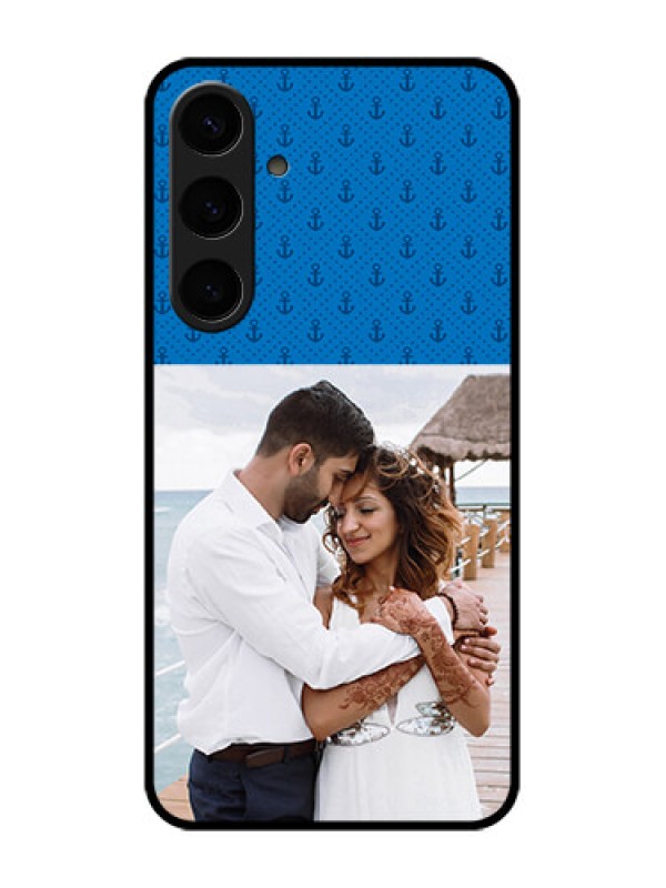 Custom Samsung Galaxy S24 Plus 5G Custom Glass Phone Case - Blue Anchors Design