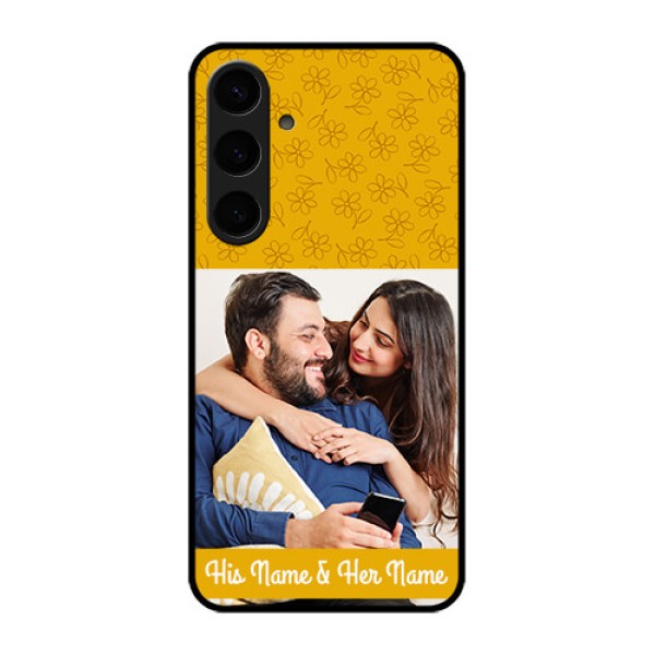 Samsung Galaxy S24 Plus 5G Custom Glass Phone Case - Yellow Floral Design Samsung Galaxy S24 Plus 5G Custom Glass Phone Case - Yellow Floral Design