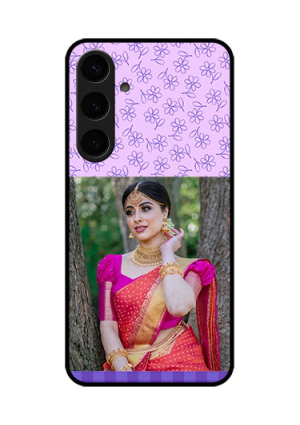Samsung Galaxy S24 Plus 5G Custom Glass Phone Case - Purple Floral Design