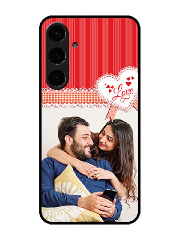 Custom Samsung Galaxy S24 Plus 5G Custom Glass Phone Case - Red Love Pattern Design