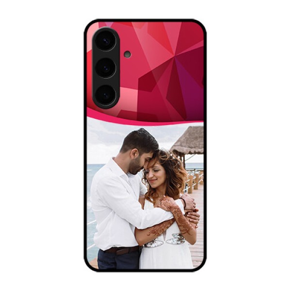 Samsung Galaxy S24 Plus 5G Custom Glass Phone Case - Red Abstract Design