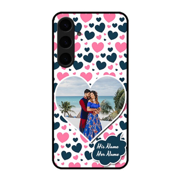 Samsung Galaxy S24 Plus 5G Custom Glass Phone Case - Pink & Blue Heart Design