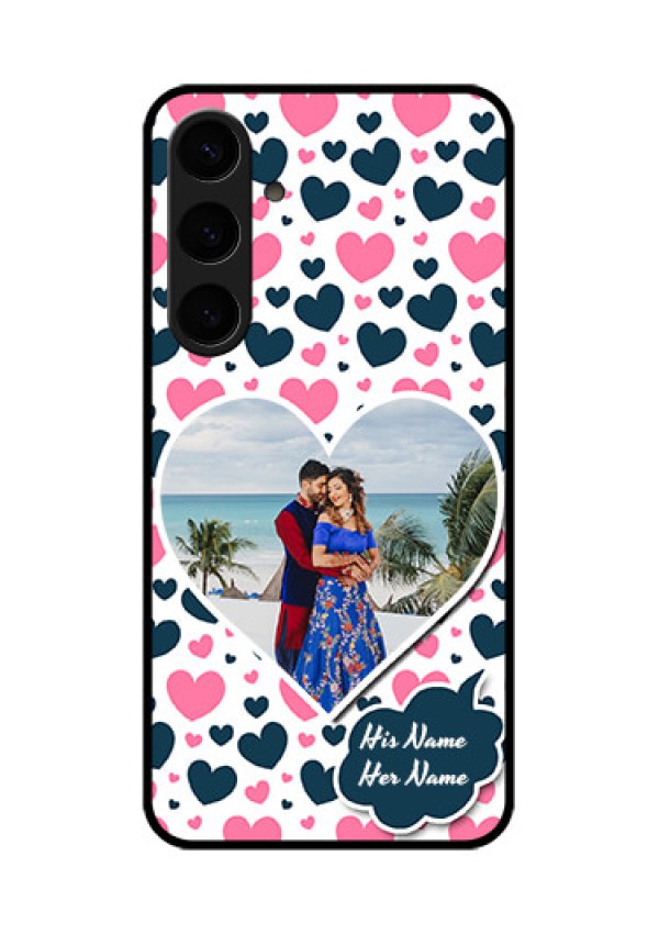 Samsung Galaxy S24 Plus 5G Custom Glass Phone Case - Pink & Blue Heart Design