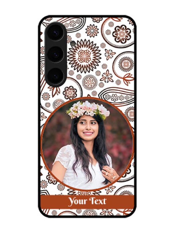 Custom Samsung Galaxy S24 Plus 5G Custom Glass Phone Case - Abstract Flower Design