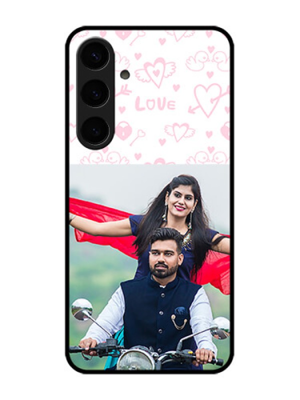 Custom Samsung Galaxy S24 Plus 5G Custom Glass Phone Case - Pink Flying Heart Design