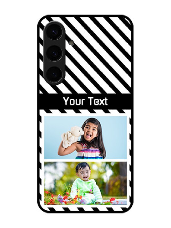 Custom Samsung Galaxy S24 Plus 5G Custom Glass Phone Case - Black And White Stripes Design