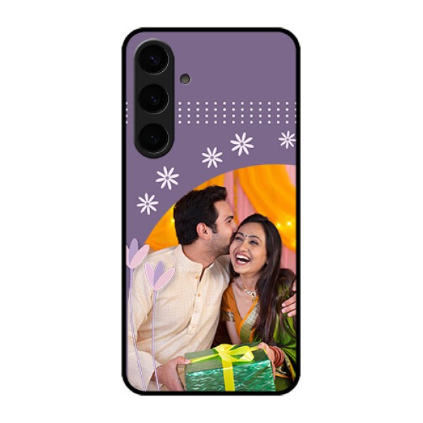 Samsung Galaxy S24 Plus 5G Custom Glass Phone Case - Lavender Flowers Design Samsung Galaxy S24 Plus 5G Custom Glass Phone Case - Lavender Flowers Design