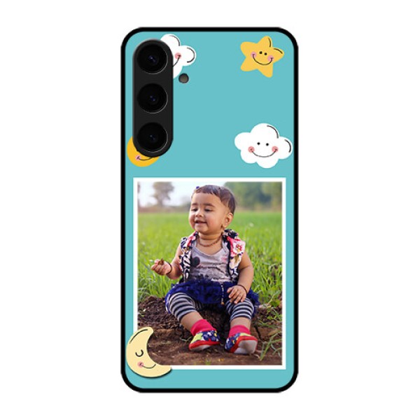 Samsung Galaxy S24 Plus 5G Custom Glass Phone Case - Smiley Kids Stars Design Samsung Galaxy S24 Plus 5G Custom Glass Phone Case - Smiley Kids Stars Design