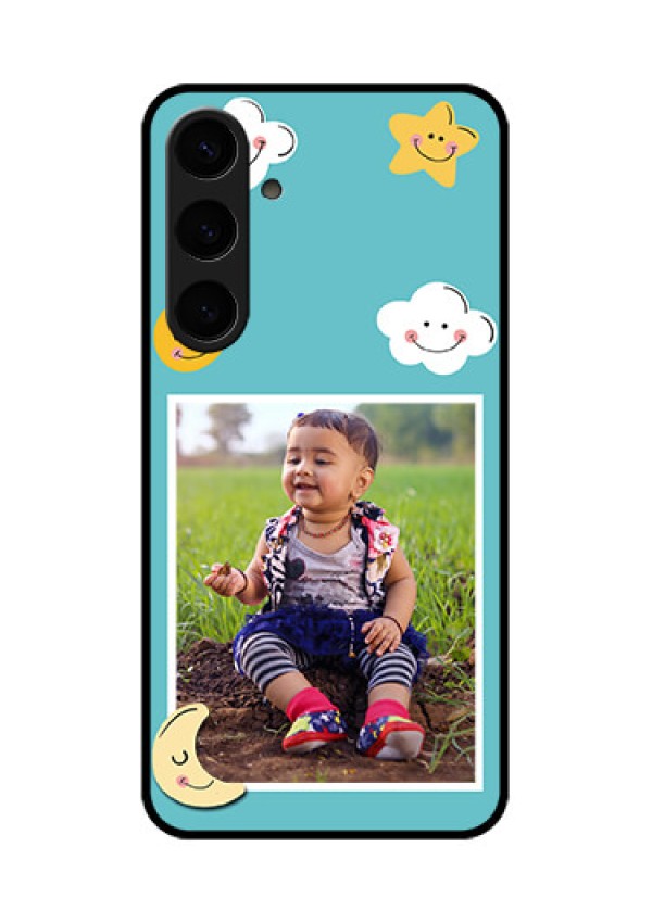 Samsung Galaxy S24 Plus 5G Custom Glass Phone Case - Smiley Kids Stars Design