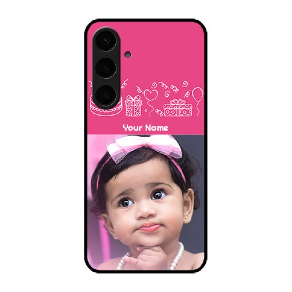 Samsung Galaxy S24 Plus 5G Custom Glass Phone Case - With Birthday Line Art Design Samsung Galaxy S24 Plus 5G Custom Glass Phone Case - With Birthday Line Art Design