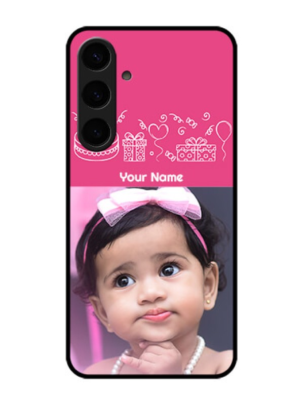 Custom Samsung Galaxy S24 Plus 5G Custom Glass Phone Case - With Birthday Line Art Design