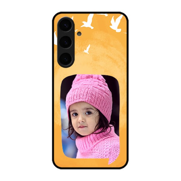 Samsung Galaxy S24 Plus 5G Custom Glass Phone Case - Water Color Design With Bird Icons Samsung Galaxy S24 Plus 5G Custom Glass Phone Case - Water Color Design With Bird Icons