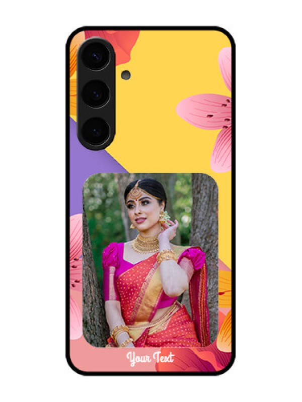 Custom Samsung Galaxy S24 Plus 5G Custom Glass Phone Case - 3 Image With Vintage Floral Design