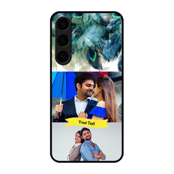 Samsung Galaxy S24 Plus 5G Custom Glass Phone Case - Image With Boho Peacock Feather Design Samsung Galaxy S24 Plus 5G Custom Glass Phone Case - Image With Boho Peacock Feather Design