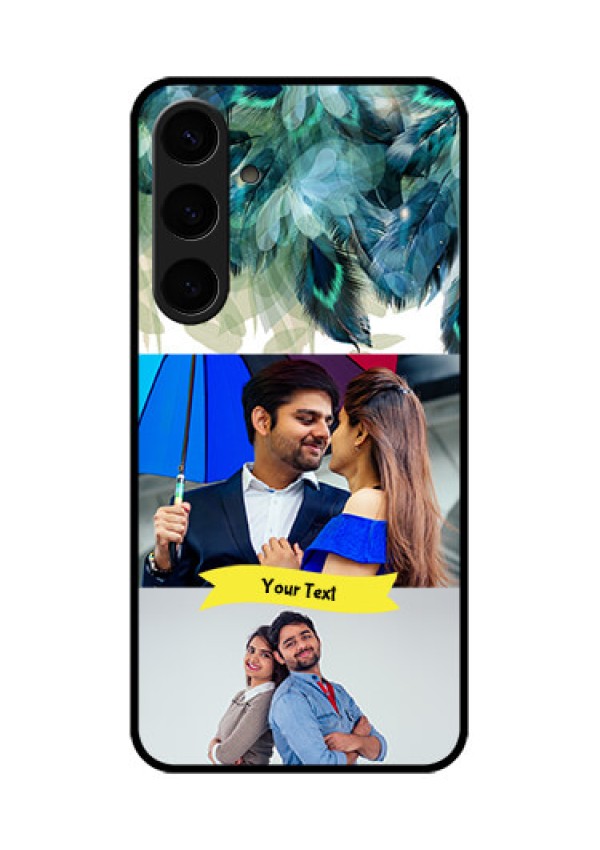 Samsung Galaxy S24 Plus 5G Custom Glass Phone Case - Image With Boho Peacock Feather Design