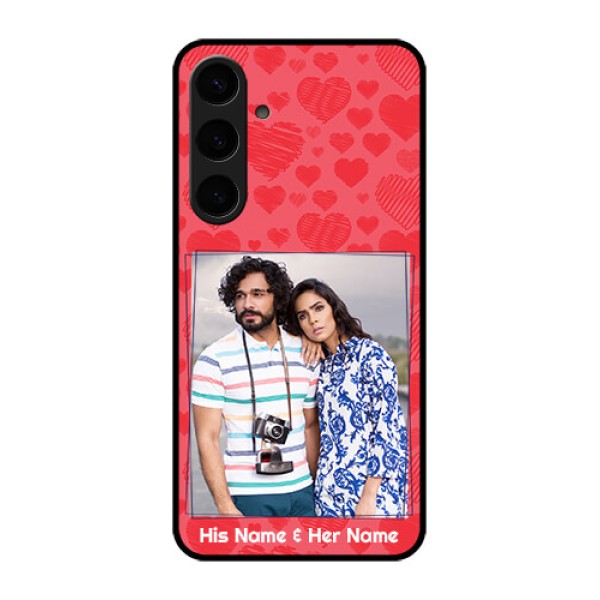 Samsung Galaxy S24 Plus 5G Custom Glass Phone Case - With Red Heart Symbols Design Samsung Galaxy S24 Plus 5G Custom Glass Phone Case - With Red Heart Symbols Design