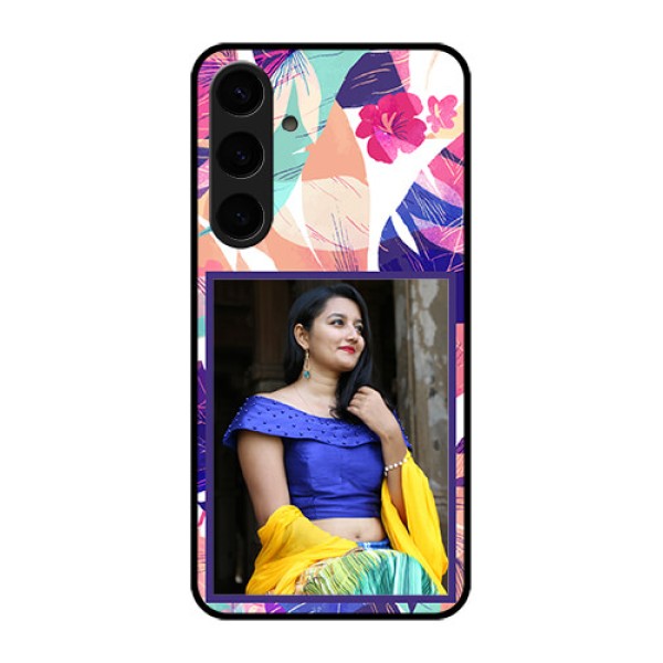 Samsung Galaxy S24 Plus 5G Custom Glass Phone Case - Abstract Floral Design