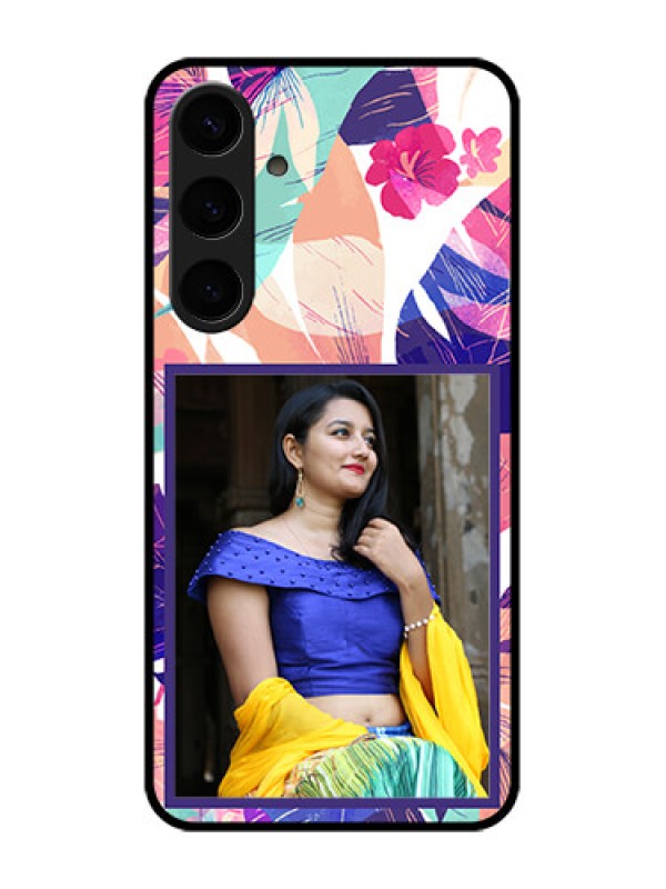 Custom Samsung Galaxy S24 Plus 5G Custom Glass Phone Case - Abstract Floral Design