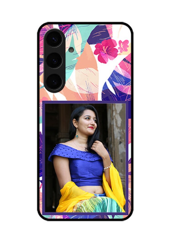 Samsung Galaxy S24 Plus 5G Custom Glass Phone Case - Abstract Floral Design