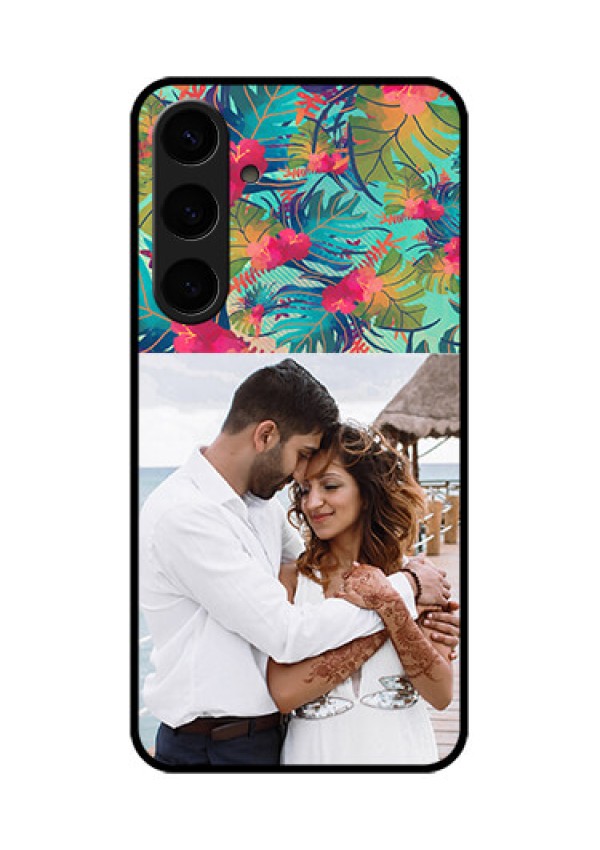 Samsung Galaxy S24 Plus 5G Custom Glass Phone Case - Watercolor Floral Design