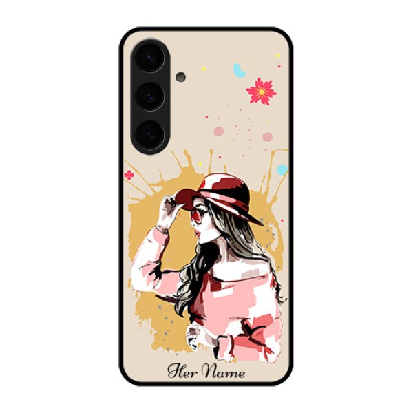 Samsung Galaxy S24 Plus 5G Custom Glass Phone Case - Women With Pink Hat Design Samsung Galaxy S24 Plus 5G Custom Glass Phone Case - Women With Pink Hat Design