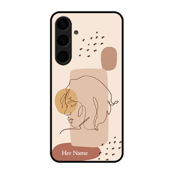 Samsung Galaxy S24 Plus 5G Custom Glass Phone Case - Calm Woman Line Art Design Samsung Galaxy S24 Plus 5G Custom Glass Phone Case - Calm Woman Line Art Design