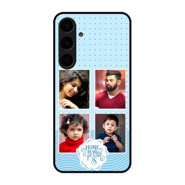 Samsung Galaxy S24 Plus 5G Custom Glass Phone Case - Cute Love Quote With 4 Pic Upload Design Samsung Galaxy S24 Plus 5G Custom Glass Phone Case - Cute Love Quote With 4 Pic Upload Design