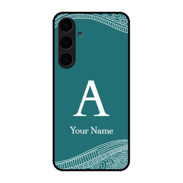 Samsung Galaxy S24 Plus 5G Custom Glass Phone Case - Line Art Pattern With Custom Name Design Samsung Galaxy S24 Plus 5G Custom Glass Phone Case - Line Art Pattern With Custom Name Design