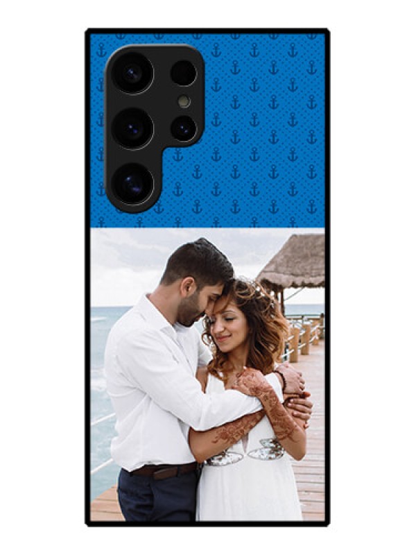 Custom Samsung Galaxy S24 Ultra 5G Custom Glass Phone Case - Blue Anchors Design