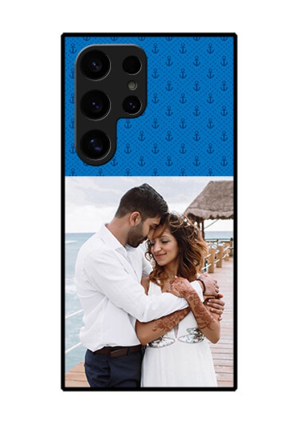 Samsung Galaxy S24 Ultra 5G Custom Glass Phone Case - Blue Anchors Design