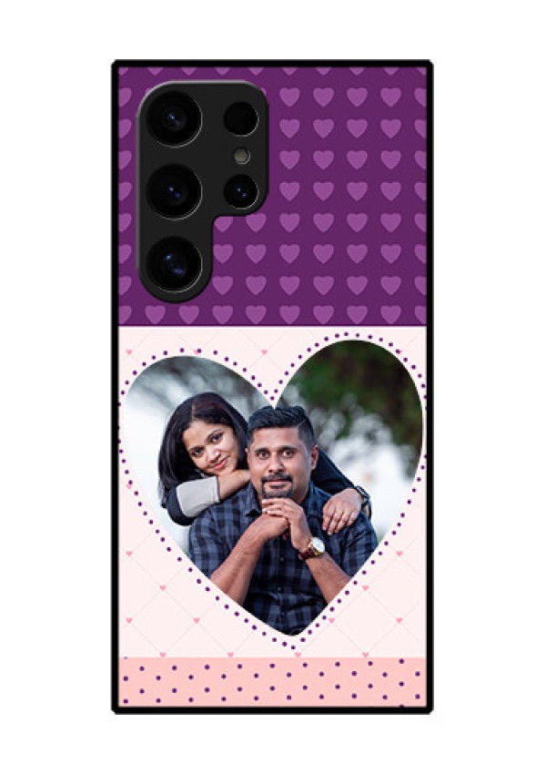 Samsung Galaxy S24 Ultra 5G Custom Glass Phone Case - Violet Love Dots Design
