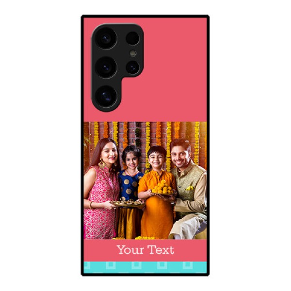 Samsung Galaxy S24 Ultra 5G Custom Glass Phone Case - Peach & Blue Color Design Samsung Galaxy S24 Ultra 5G Custom Glass Phone Case - Peach & Blue Color Design