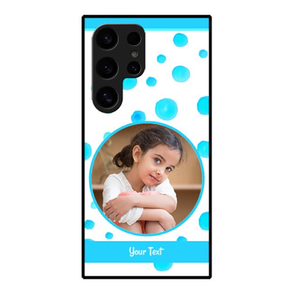 Samsung Galaxy S24 Ultra 5G Custom Glass Phone Case - Blue Bubbles Pattern Design Samsung Galaxy S24 Ultra 5G Custom Glass Phone Case - Blue Bubbles Pattern Design
