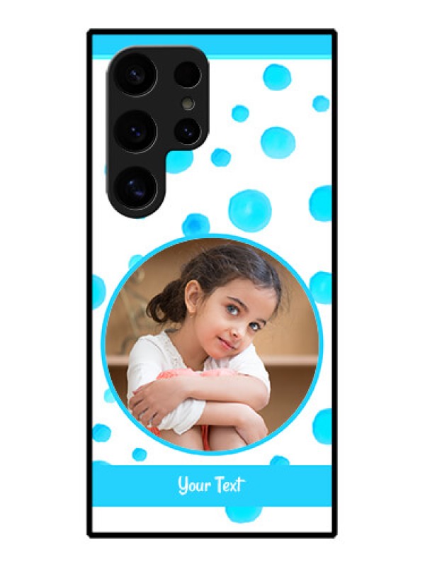 Custom Samsung Galaxy S24 Ultra 5G Custom Glass Phone Case - Blue Bubbles Pattern Design