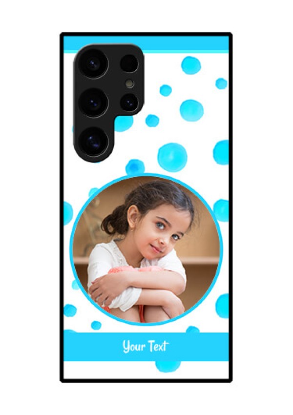 Samsung Galaxy S24 Ultra 5G Custom Glass Phone Case - Blue Bubbles Pattern Design