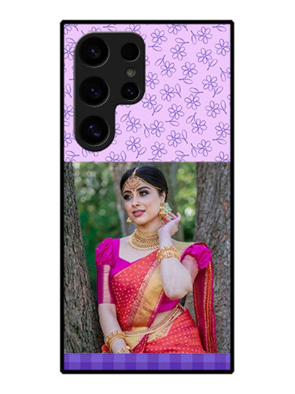 Custom Samsung Galaxy S24 Ultra 5G Custom Glass Phone Case - Purple Floral Design