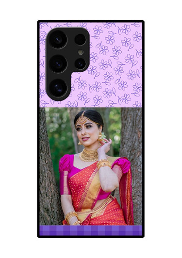 Samsung Galaxy S24 Ultra 5G Custom Glass Phone Case - Purple Floral Design