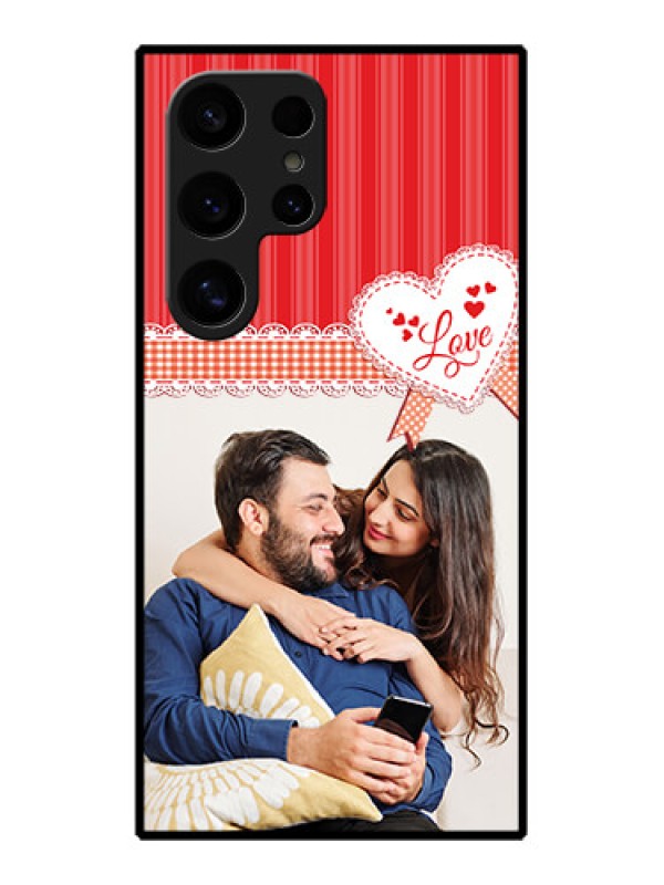 Custom Samsung Galaxy S24 Ultra 5G Custom Glass Phone Case - Red Love Pattern Design