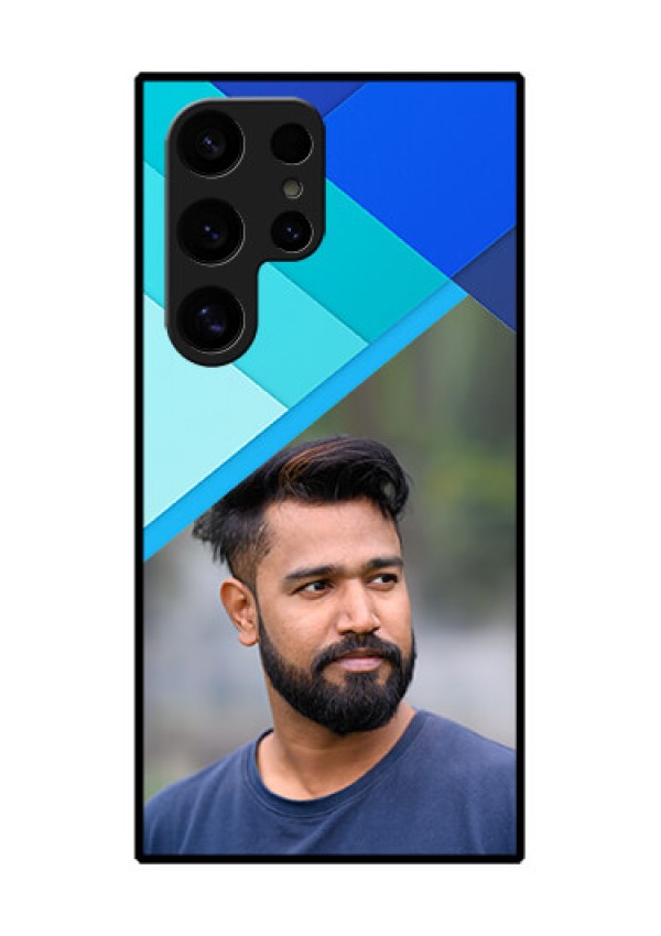 Samsung Galaxy S24 Ultra 5G Custom Glass Phone Case - Blue Pattern Design
