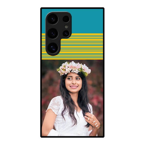 Samsung Galaxy S24 Ultra 5G Custom Glass Phone Case - Yellow & Blue Design Samsung Galaxy S24 Ultra 5G Custom Glass Phone Case - Yellow & Blue Design