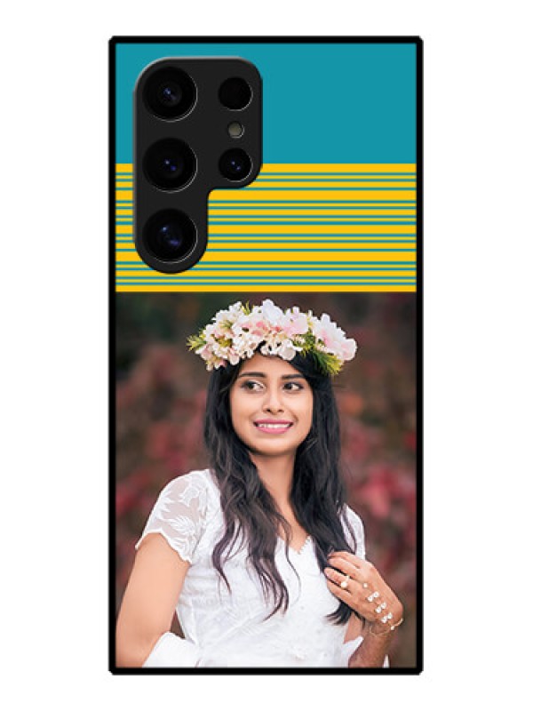Custom Samsung Galaxy S24 Ultra 5G Custom Glass Phone Case - Yellow & Blue Design