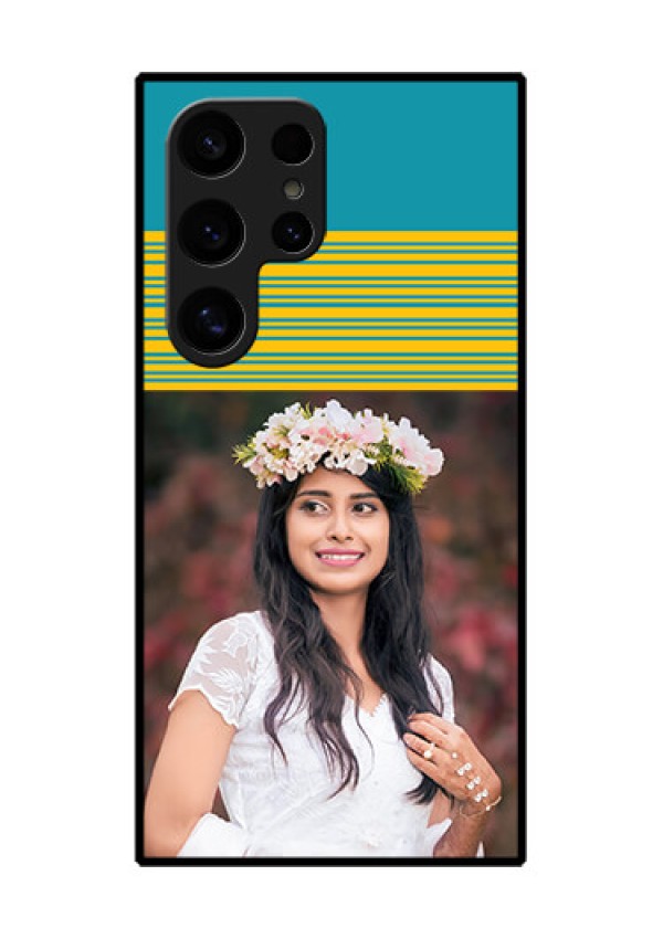 Samsung Galaxy S24 Ultra 5G Custom Glass Phone Case - Yellow & Blue Design